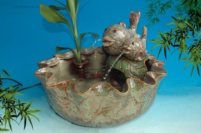 【厂家直销加湿器 陶瓷摆件 陶瓷流水器 莲花缸立鱼流水 09002】价格,厂家,图片,陶瓷工艺品,德化县瓷家有道工艺厂-