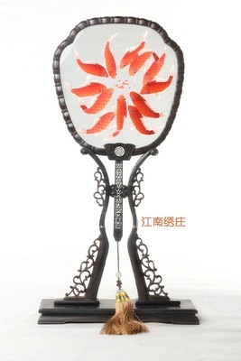 【苏绣成品纯手工双面刺绣精品 装饰礼品摆件宫扇 十二鱼图】价格,厂家,图片,布艺工艺品,苏州瑞和泰刺绣-
