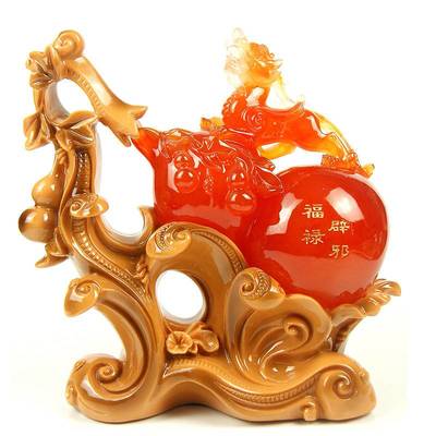 普润 大号招财辟邪玉貔貅树脂工艺品 家居办公摆件 商务送礼品 红葫芦